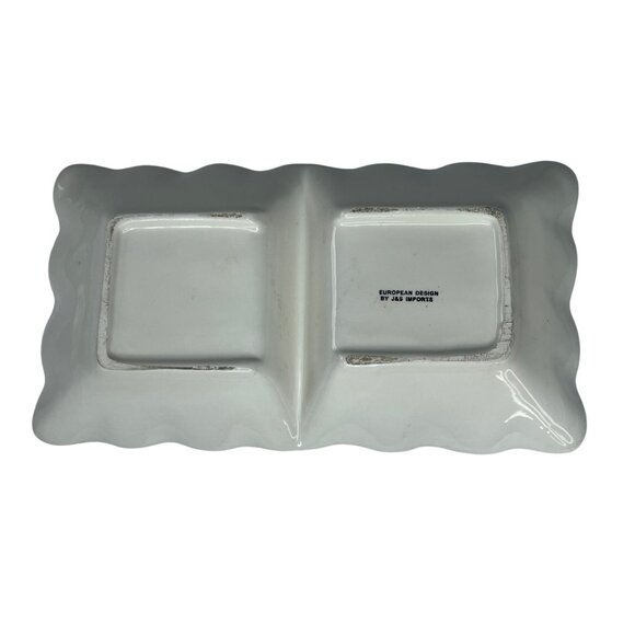 J&S Imports Classic Cucina Italiana Ceramic 2 Section Appetizer Serving Dish - Picture 2 of 6